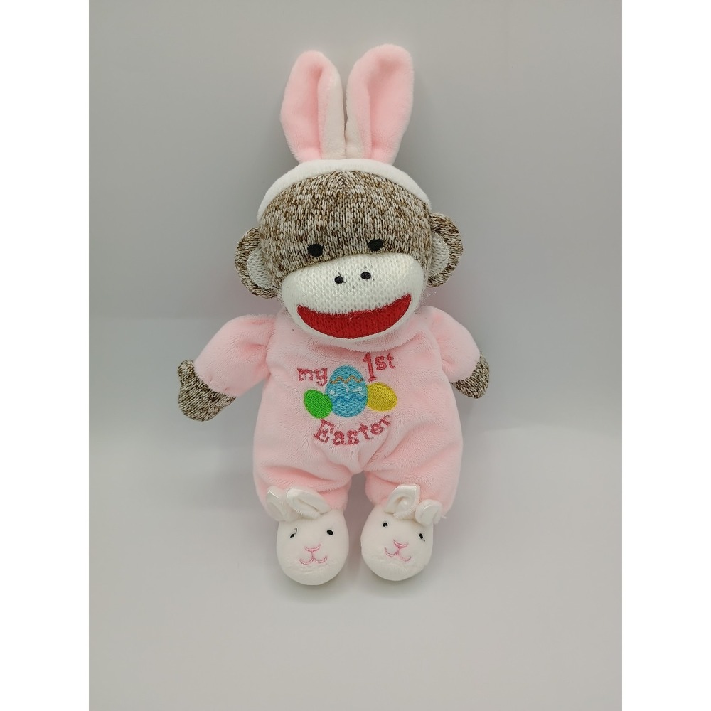 9" 2017 BABY STARTERS My First Easter PINK EGGS Rattle BUNNY Sock Monkey B5